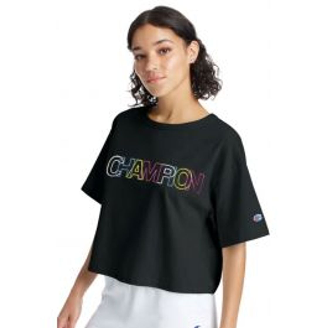 Moda Heritage Crop Embroidered Multi-Color Logo Tee