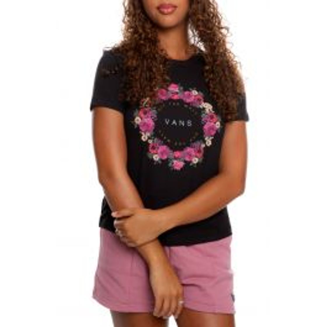 Fashion Coronet Floral Tee in Black