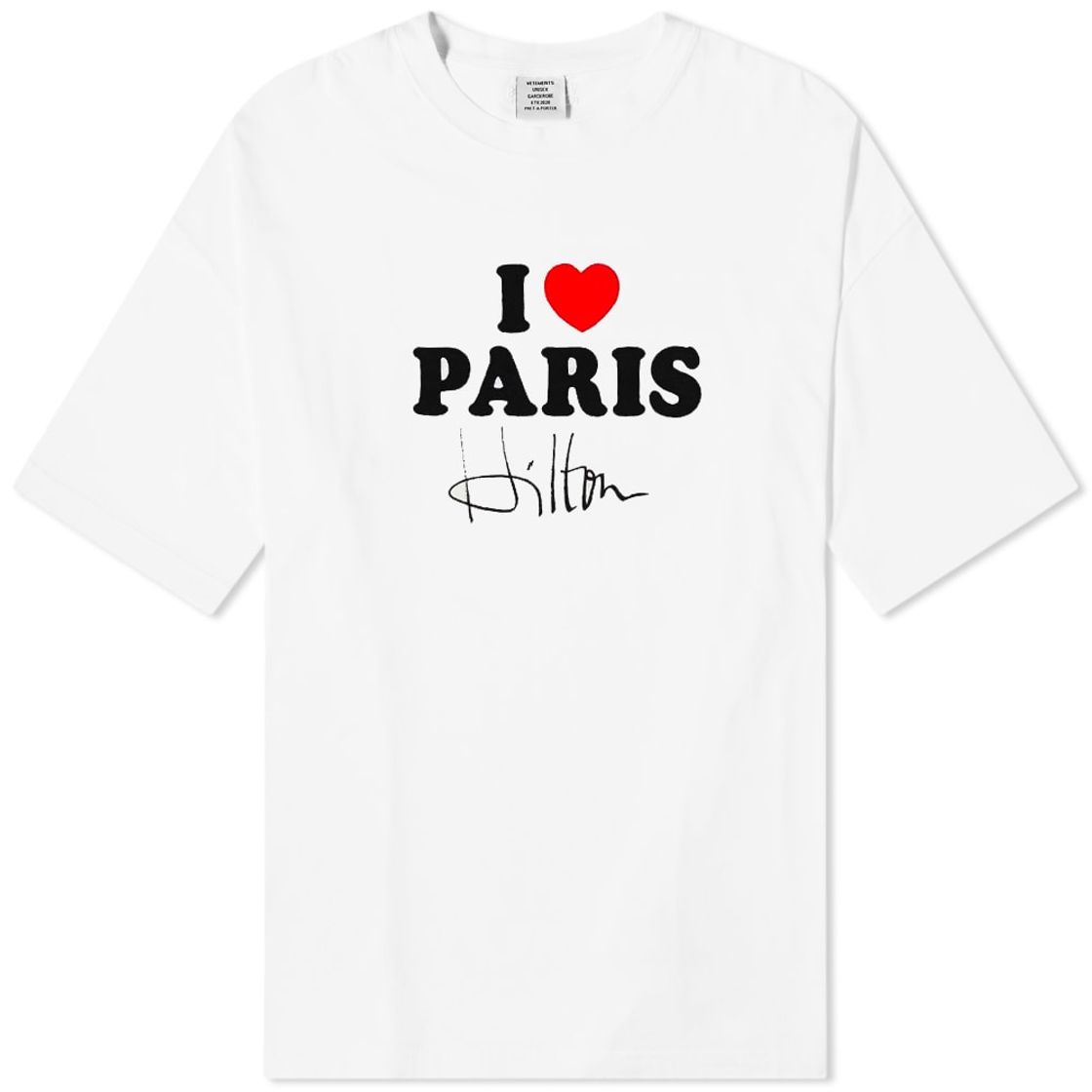 Fashion VETEMENTS x Paris Hilton I Love Paris Tee White | END.