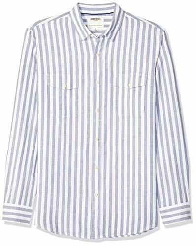 Goodthreads - Camisa de algodón de lino de manga larga y corte