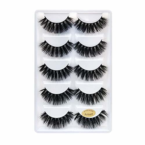 Social 5 pares de pestañas falsas en 3D Simulación de cerdas de visón