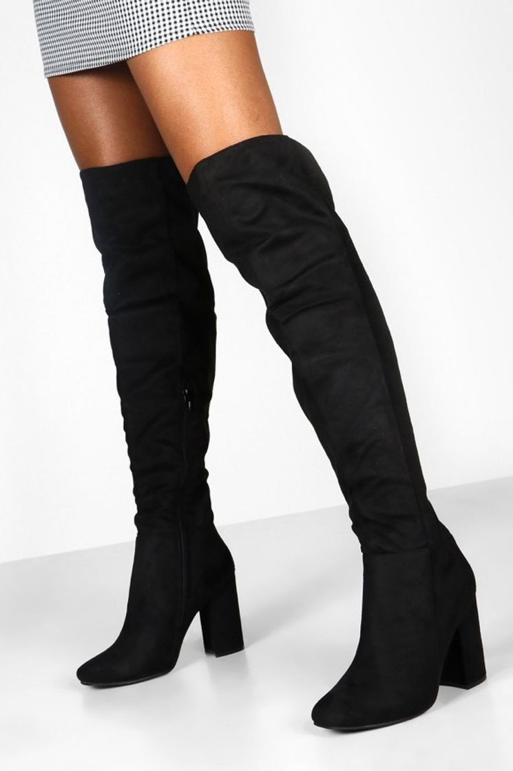 Social Block Heel Over The Knee Boots | boohoo