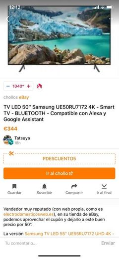 TV SAMSUNG 4K 50”