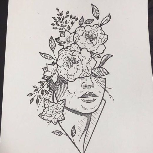 Dibujo mujer-flores