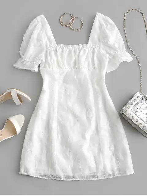 Fashion Vestido blanco romantico