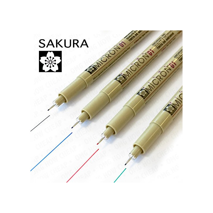 Producto Sakura Pigma Micron - Pigmento Portamina - Pack de 4-0.1mm - Negro