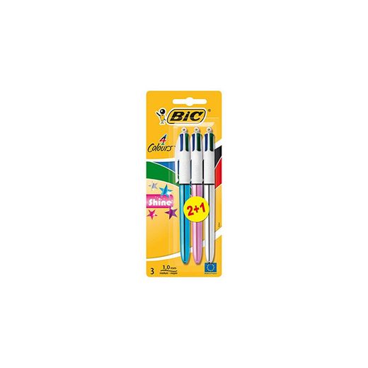 BIC 4 colores Shine Bolígrafo Retráctil punta media