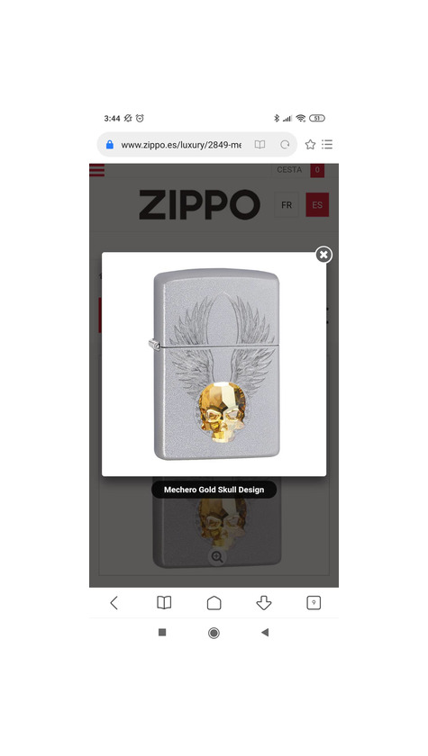 Social Zippo gold skull design