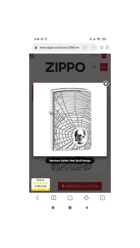 Social Zippo spider web skull design