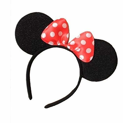 Black Minnie Mouse Ears on Alice Band with Red and White Spotted