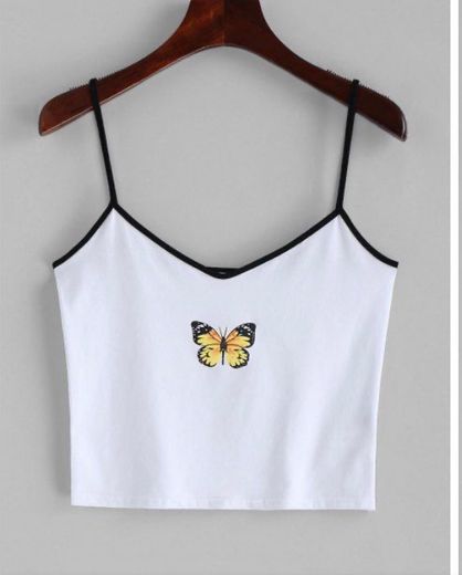 Camiseta recortada de mariposa 
