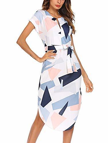 Products AJUMKER Vestido de Verano para Mujer Patrón geométrico Informal con Estampado de