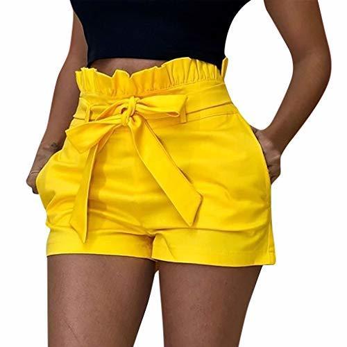 Fashion Pantalones Mujer Cortos Verano PAOLIAN Pantalones Sexy Vestir Fiesta Cintura Alta Talla