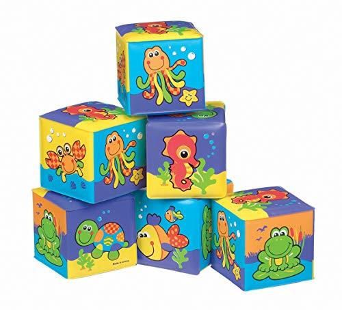 Playgro Cubos Blandos para el Baño, 6 Piezas, Con Animales Multicolores, Desde