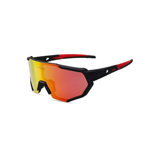 X-TIGER Gafas Ciclismo CE Certificación Polarizadas con 3 Lentes Intercambiables UV 400