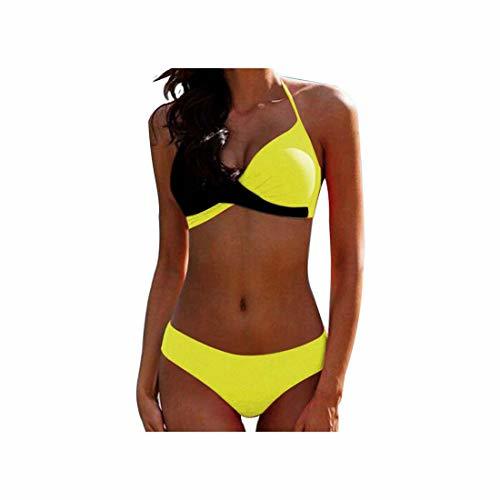 Products Bikini Push Up Women Swimsuit Set Halter Cross Bathing Suit Solid Plus