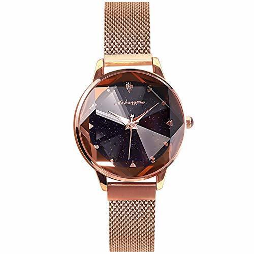 Moda RORIOS Mujer Relojes de Pulsera Brillante Cielo Estrellado Dial Mesh Band Relojes