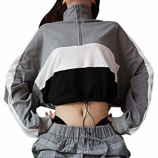 Overdose Sudadera con Capucha De Manga Larga para Mujer Blusa con Cremallera