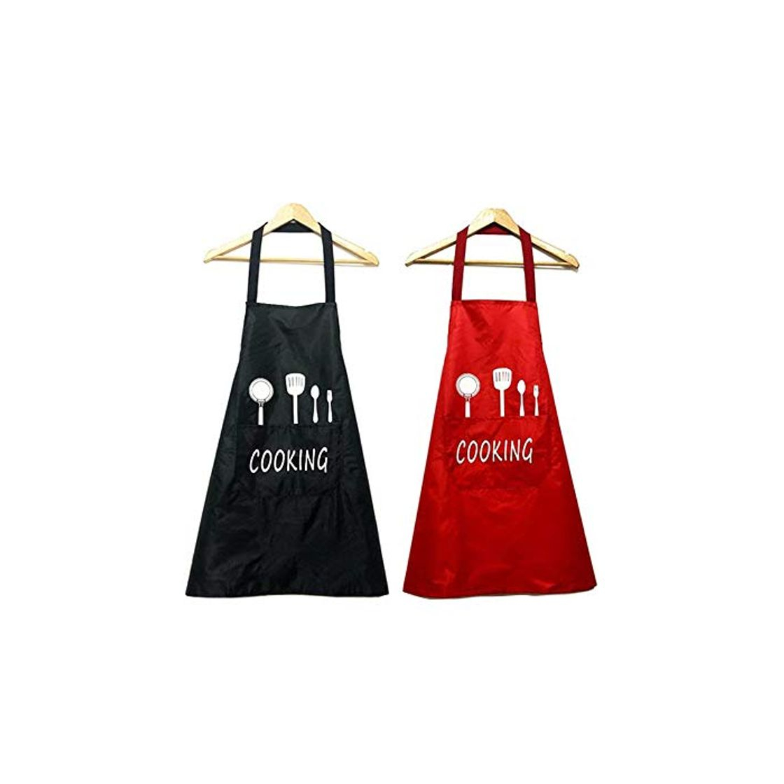 Producto Sprießen 2pcs Unisex Chefs Delantal de Cocina Impermeable con Bolsillos Delantales para