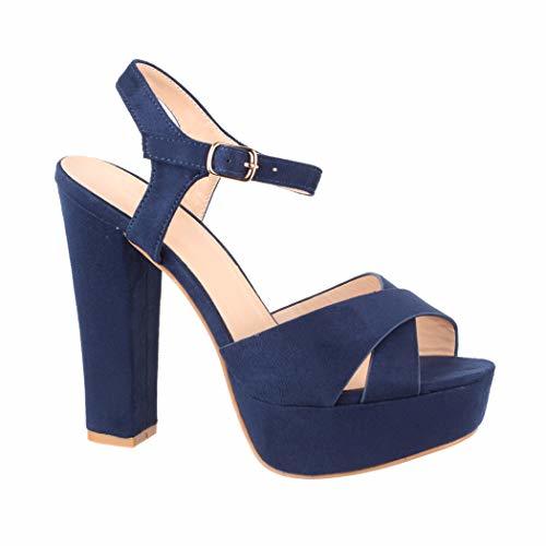 Social Elara Zapato de Tacón con Plataforma para Mujer Punta Abierta High Heels