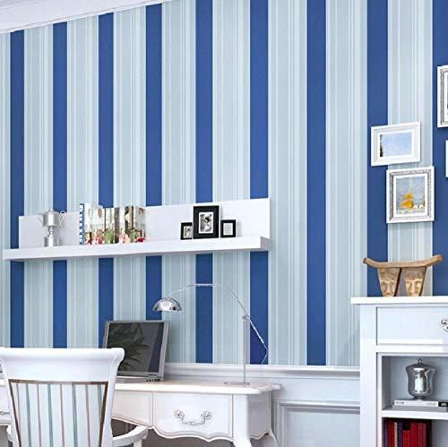 Salas de estar mediterráneas Papel pintado a rayas azules Rayas verticales no