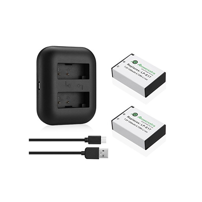 Product Powerextra 2 Pack Baterías para Canon LP-E17 con Dual Cargador USB para