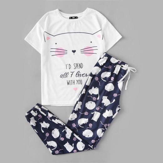 Pajama set cat-shein us