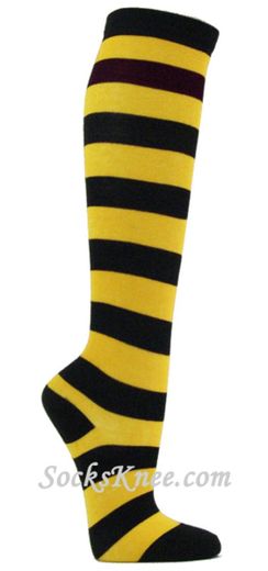 Striped Over the Knee Socks yellow with black| SHEIN USA