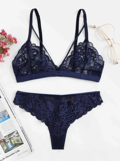 Floral Lace Scalloped Lingerie Set | SHEIN USA