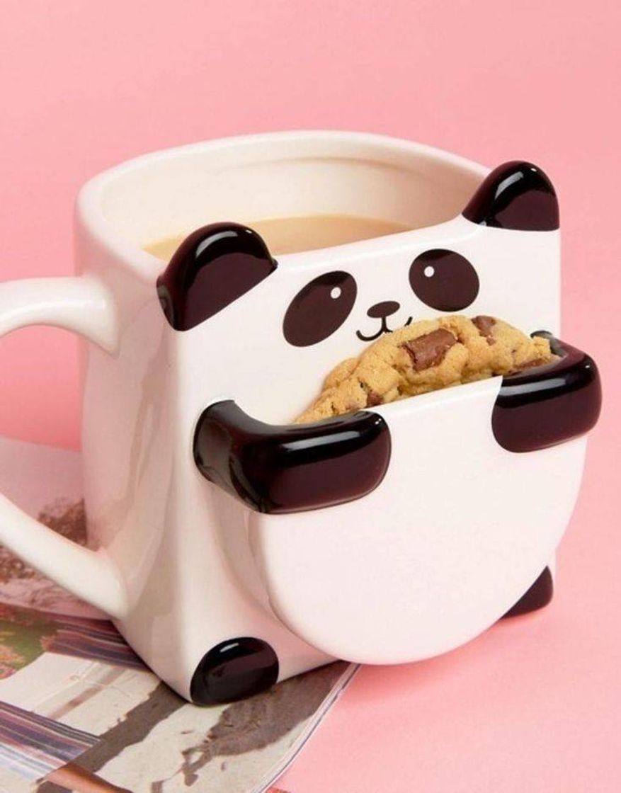 Fashion Caneca de panda com porta cookies