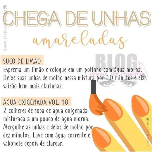 Receita para unhas amareladas