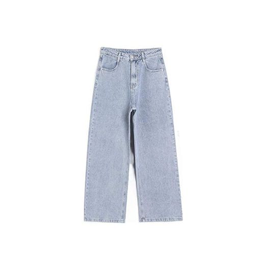 Jeans Summer Women's High Waist Straight Wide Leg Loose Pantalones Azul Claro