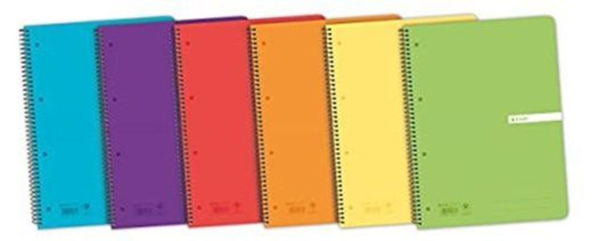 Producto Enri 400042280 Pack de 5 cuadernos espiral, tapa plástico translúcido, Fº, surtido