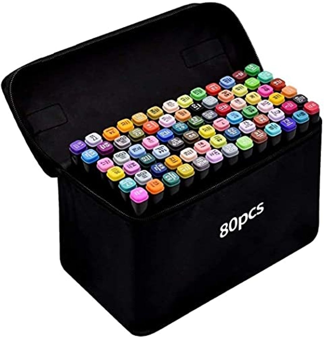 Product Rotulador de 80 Colores Marker Pen Marcadores Manga Creativos de Certificación SGS Rotulador Alcohol de Punta Doble ara Acuarela Graffiti para Principiantes Set de Rotuladores de Boceto Hecho a Mano