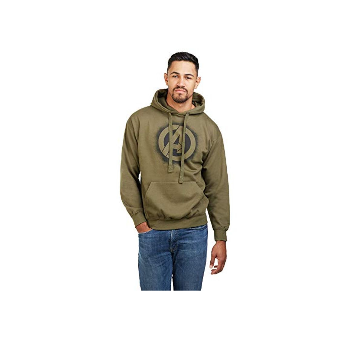 Fashion Marvel Avengers Stencil Logo Hood Sudadera con Capucha, Verde