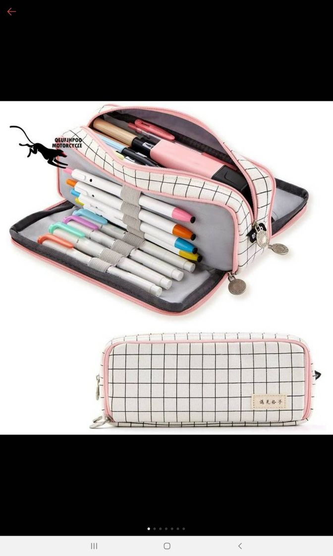 Fashion Caja Case con Cremallera de Escolar,Estuche de lápices con 3 Compartimento para