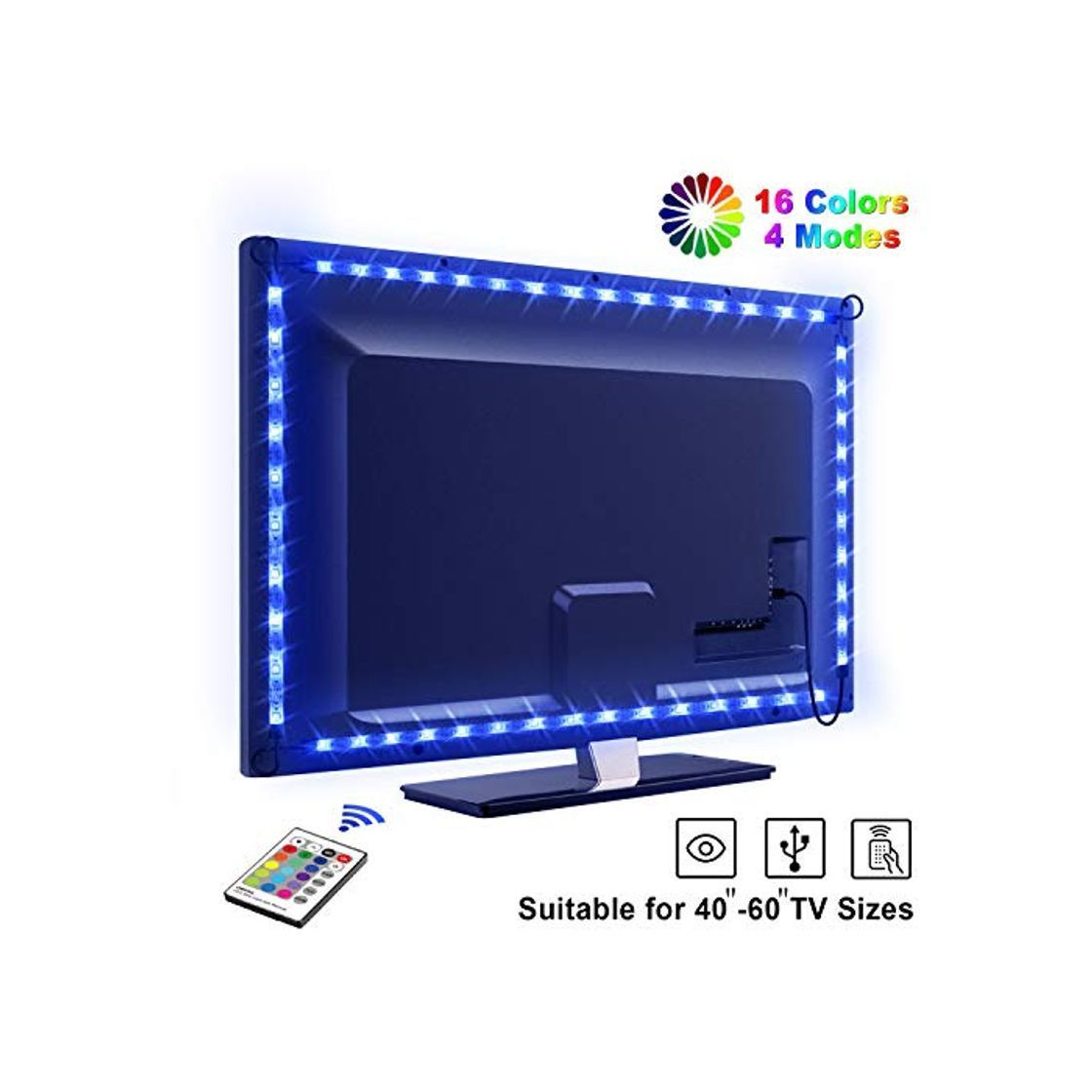 Elemento de la categoría hogar Tira LED TV 2.2M, OMERIL 5050 Tiras LED USB Impermeable con Control