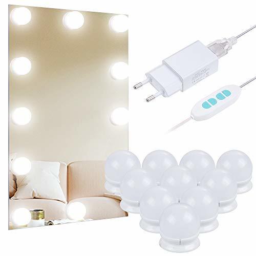 Social Anpro Luces LED Kit de Espejo con 10 Bombillas regulables