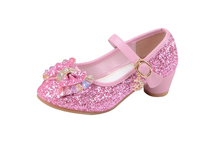 Social La Vogue Zapatos Zapatilla con Lentejuela Para Niña Princesa Fiesta Rosa 29/Longitud