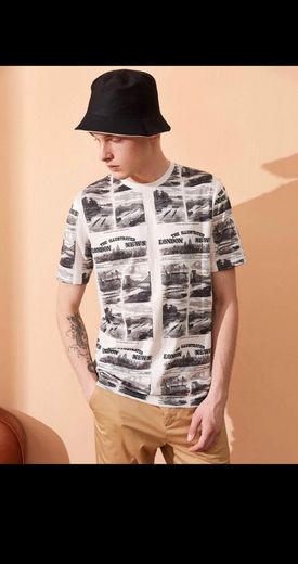 Camiseta de hombres con estampado de paisaje