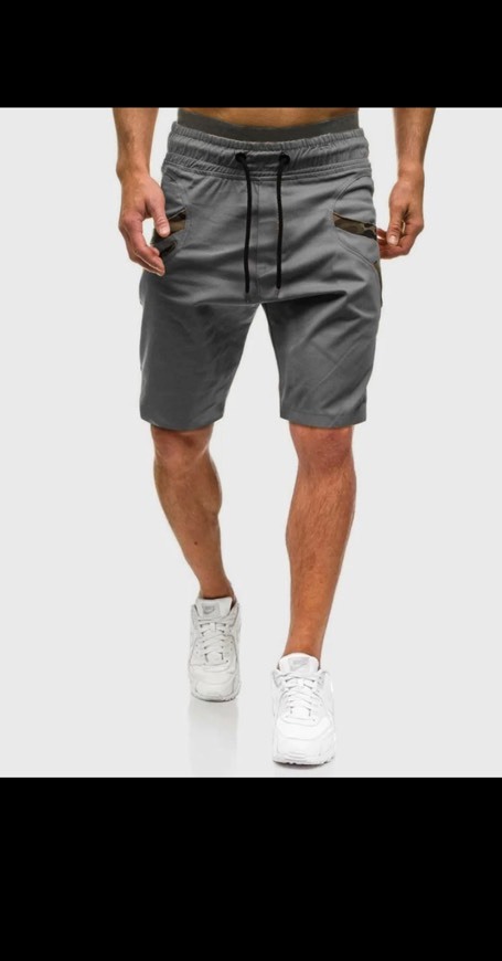 Fashion Shorts de hombres con cordón panel de camuflaje en contraste