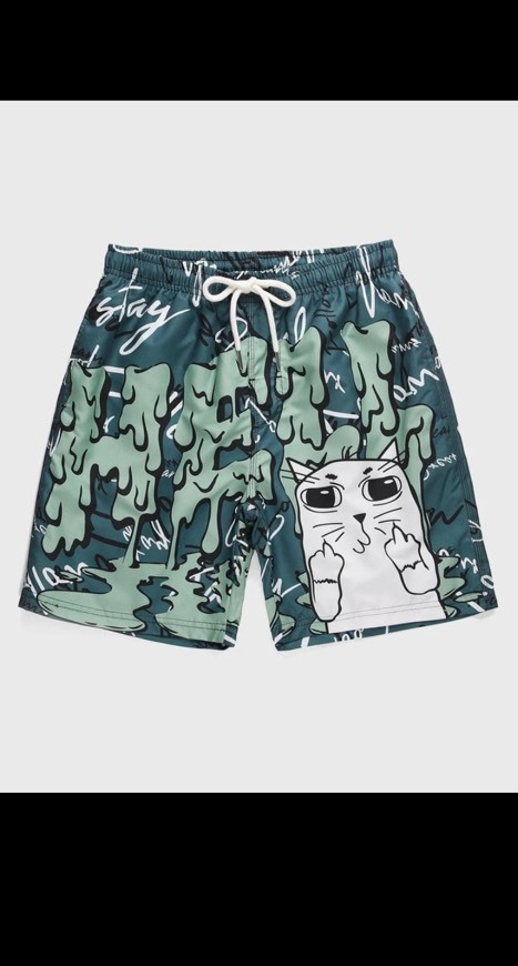 Products Shorts de natación de hombres con estampado de letra y dibuj