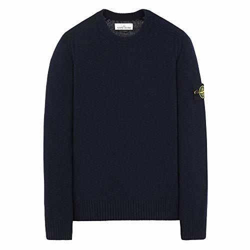 Social Stone Island 552A3 Lambswool Crew Neck Sweater Blue-XL