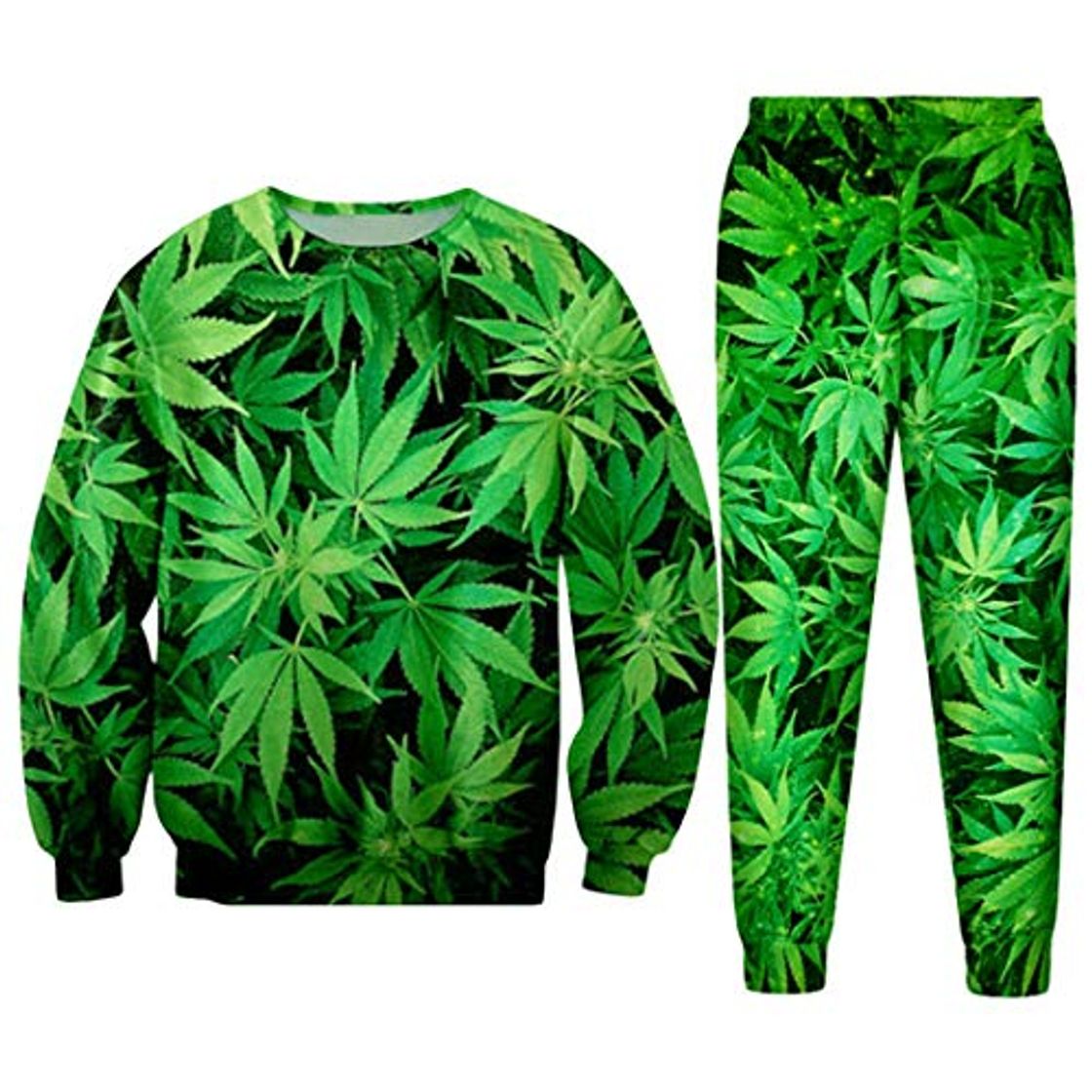 Fashion Hipster Streetwear 3D Print Green Hemp Leaf Weeds Mujeres