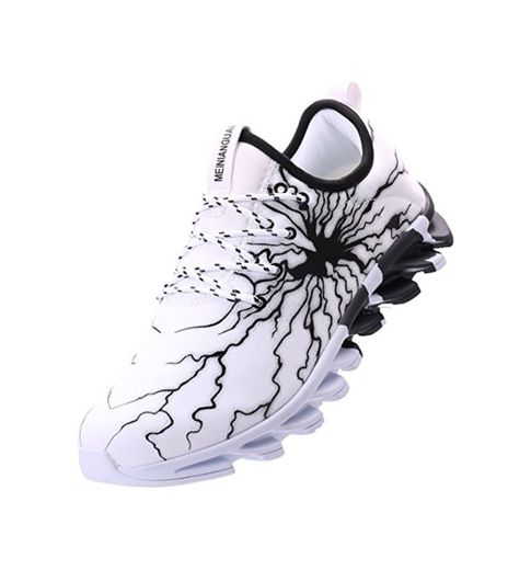 BRONAX Zapatos para Correr en Montaña y Asfalto Aire Libre y Deportes Zapatillas de Running Padel para Hombre Blanco Negro 41