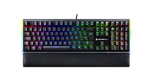 Newskill Serike Switch Red - Teclado Mecánico Gaming con Reposamuñecas Plegable Incluido