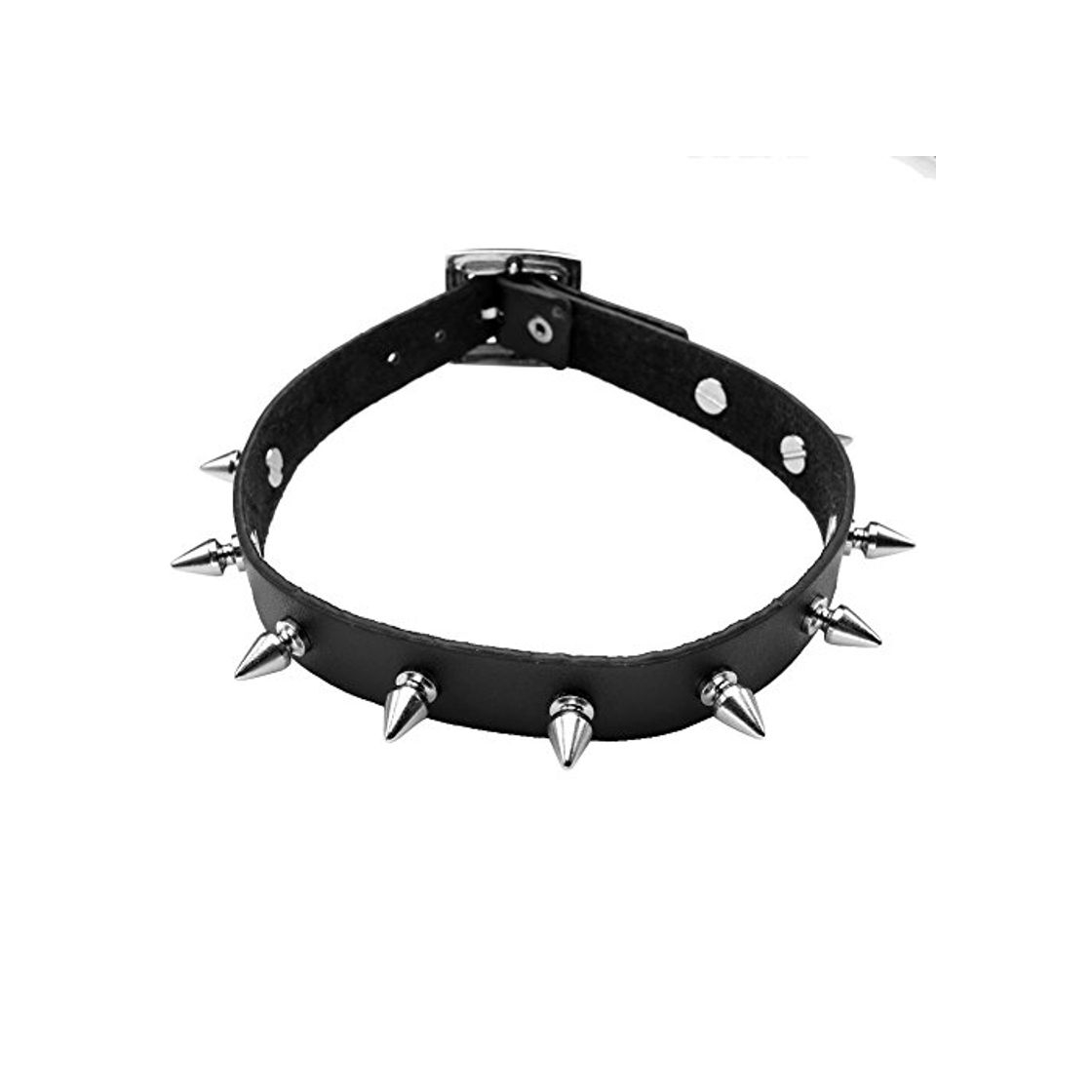 Products Jovivi Funda de Piel auténtica Estilo Punk Cuello Gargantilla Collar con Colgante en Forma con Remaches con Clavos Accent