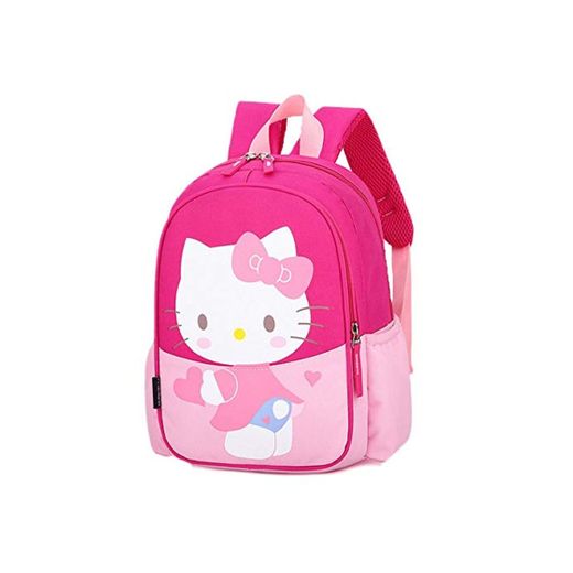 Mochila para niños con diseño de cerdito, Hello Kitty-rosa-1