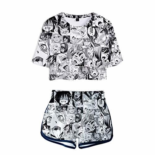 Producto Mujeres Verano 3D de Dibujos Animados Ahegao Impreso Dos Piezas Set Pijamas