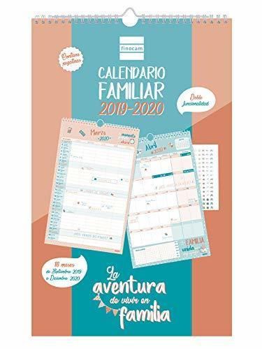 Calendario de pared familiar 16 meses 2019-2020 español Aventura Finocam